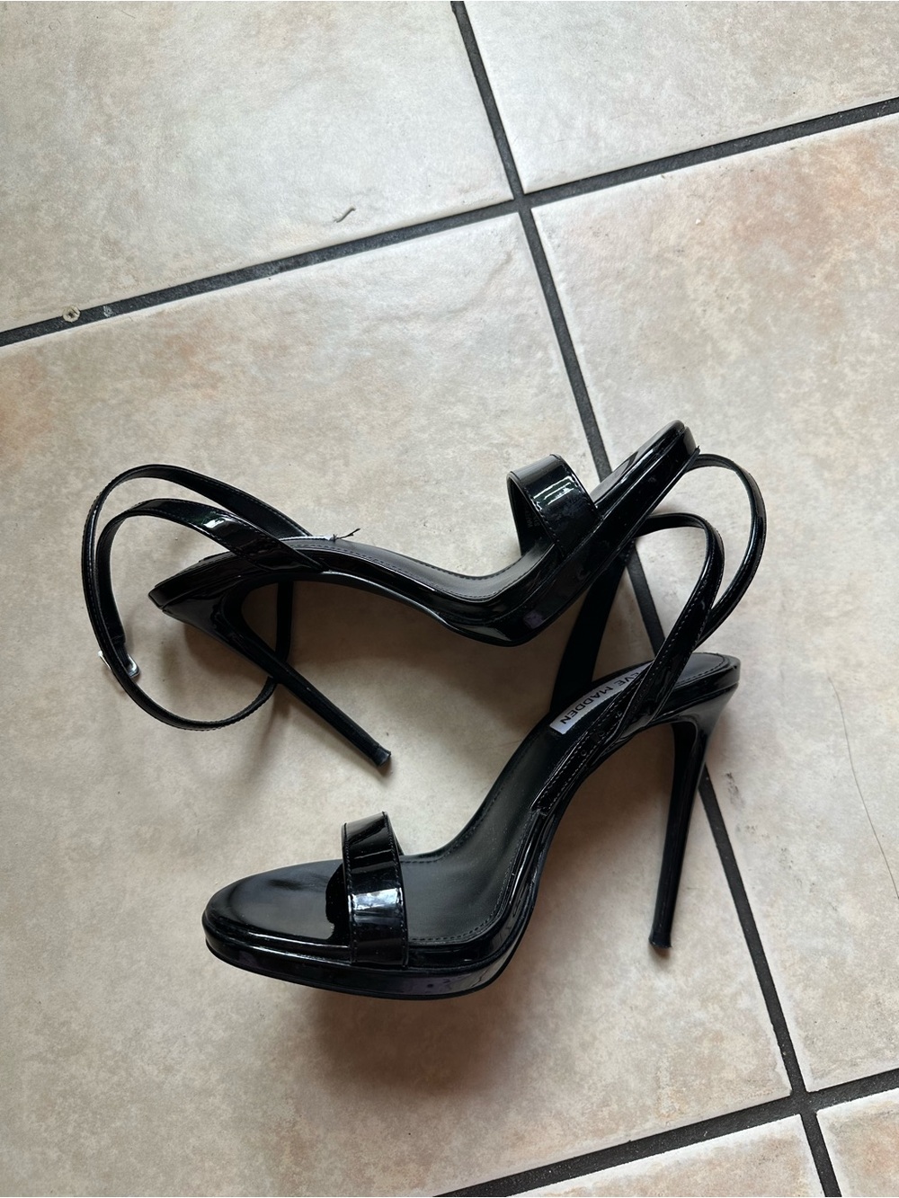 STEVE MADDEN 6.5 Black Patent High Heel Sandals - Women